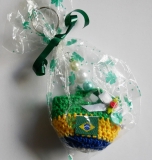 Schlüsselring in Minitasche in brasilianischen Farben, handgemacht